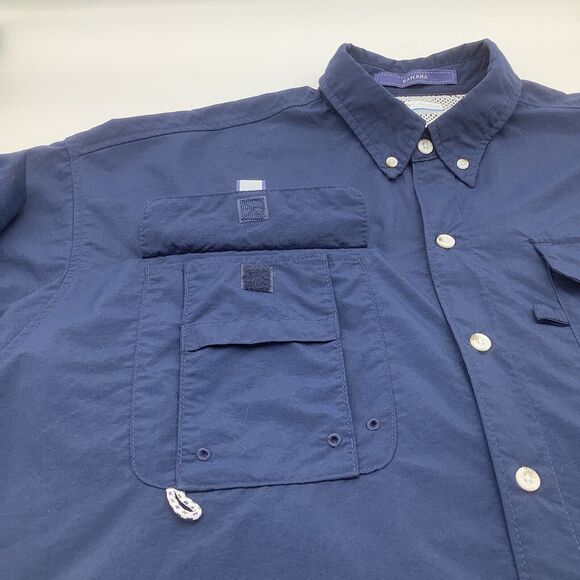 Columbia PFG Mens Bahama Omni Shade Short Sleeve Button Up Shirt Blue Size Large - Picture 7 of 11
